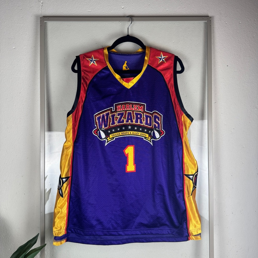 Harlem Wizards Mesh Basketball Jersey Mens L Purple Tricks Hoops Alley Oops #1